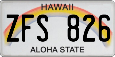 HI license plate ZFS826