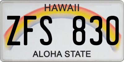 HI license plate ZFS830