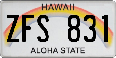 HI license plate ZFS831