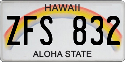 HI license plate ZFS832