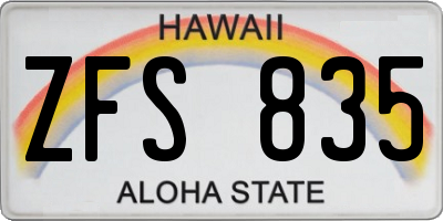 HI license plate ZFS835