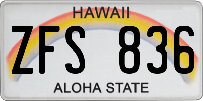 HI license plate ZFS836