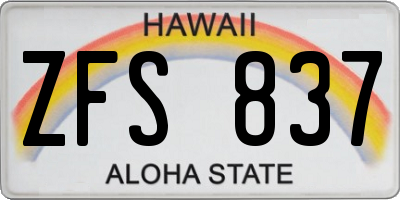 HI license plate ZFS837