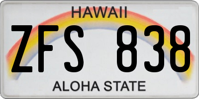 HI license plate ZFS838