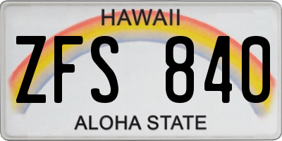 HI license plate ZFS840