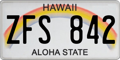 HI license plate ZFS842