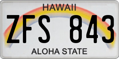 HI license plate ZFS843
