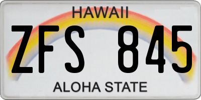 HI license plate ZFS845