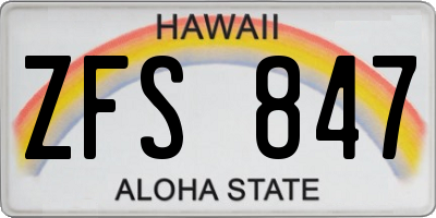 HI license plate ZFS847