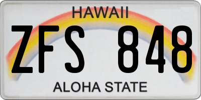 HI license plate ZFS848
