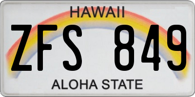 HI license plate ZFS849