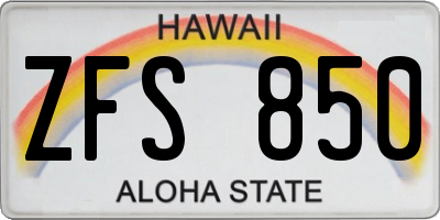 HI license plate ZFS850