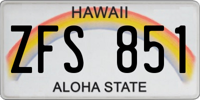 HI license plate ZFS851