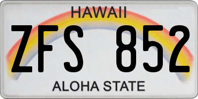 HI license plate ZFS852