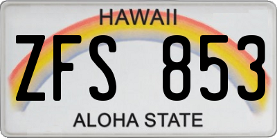 HI license plate ZFS853