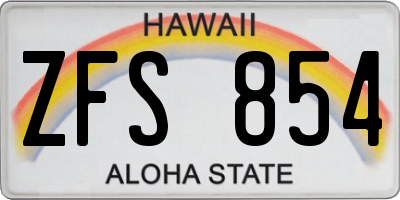 HI license plate ZFS854