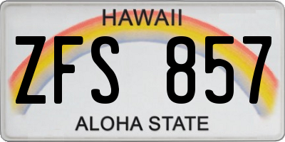 HI license plate ZFS857