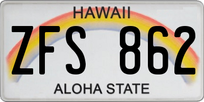 HI license plate ZFS862