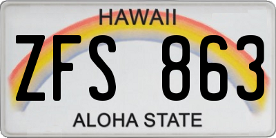 HI license plate ZFS863