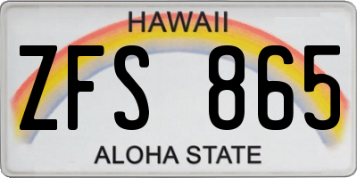 HI license plate ZFS865