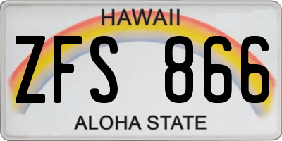 HI license plate ZFS866