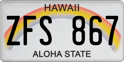 HI license plate ZFS867