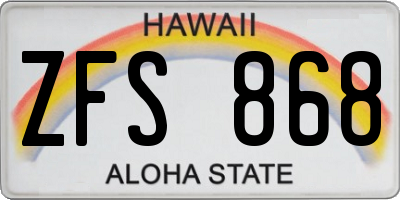HI license plate ZFS868