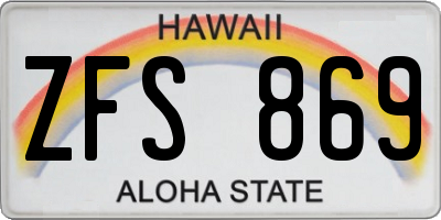 HI license plate ZFS869