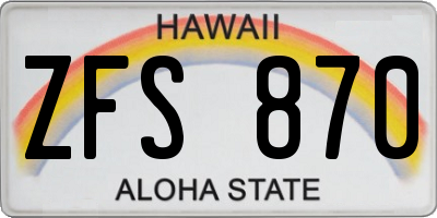 HI license plate ZFS870