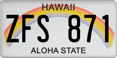 HI license plate ZFS871