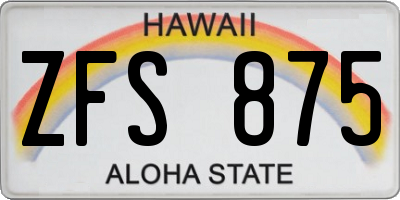 HI license plate ZFS875
