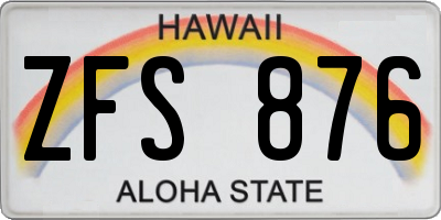 HI license plate ZFS876