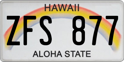 HI license plate ZFS877