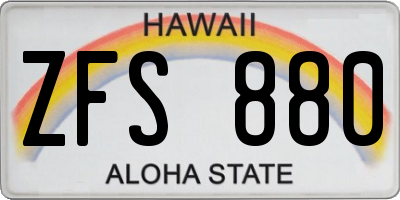 HI license plate ZFS880