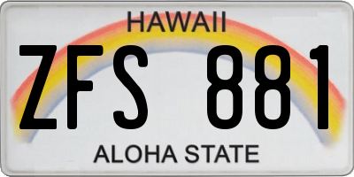 HI license plate ZFS881