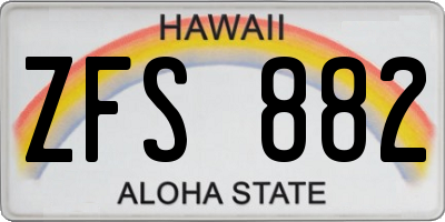 HI license plate ZFS882