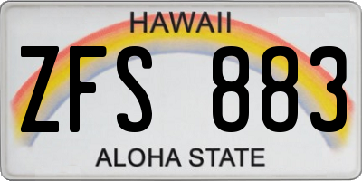 HI license plate ZFS883