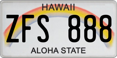 HI license plate ZFS888