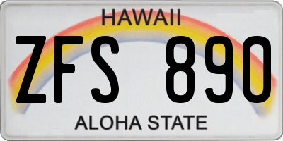 HI license plate ZFS890