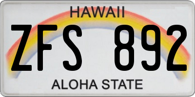 HI license plate ZFS892