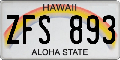 HI license plate ZFS893