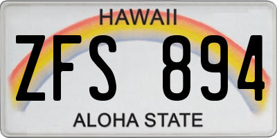 HI license plate ZFS894