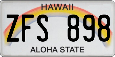 HI license plate ZFS898