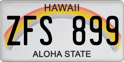 HI license plate ZFS899