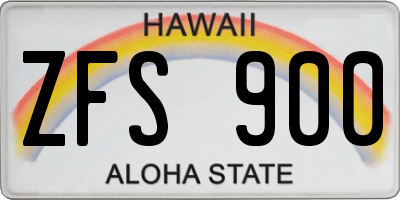 HI license plate ZFS900