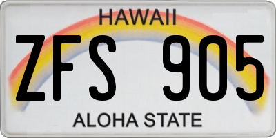 HI license plate ZFS905