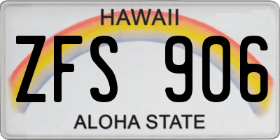 HI license plate ZFS906