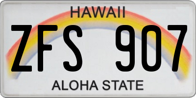 HI license plate ZFS907