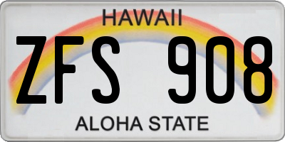 HI license plate ZFS908