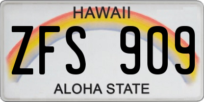 HI license plate ZFS909